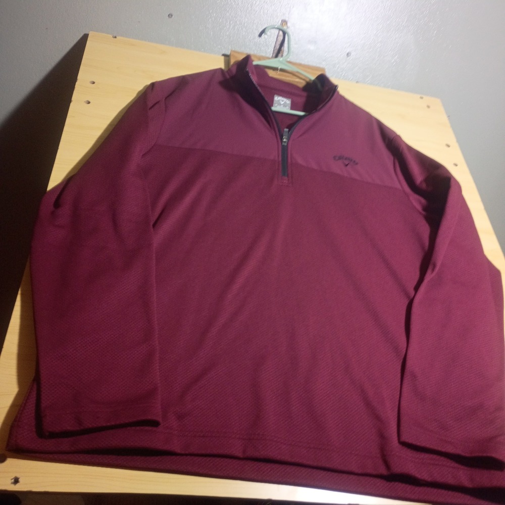 Callaway Quarter Zip Pullover, Mens XL Burgundy Textured Golf Sweater - Picture 14 of 16